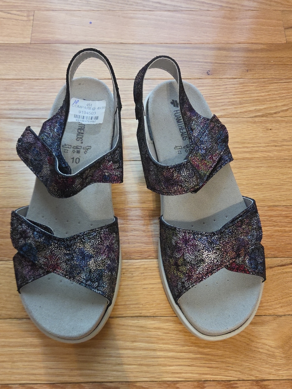 Foamtreads Multicolor Metallic Floral Slingback Sandals